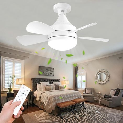 Lampe Ventilateur Plafond,Luminaire Ventilateur Plafonnier,Lustre Ventilateur de Plafond Silencieux Avec Lumiere et Telecommande,Ventilo Plafond Avec Lumière (Blanc) (1/5)