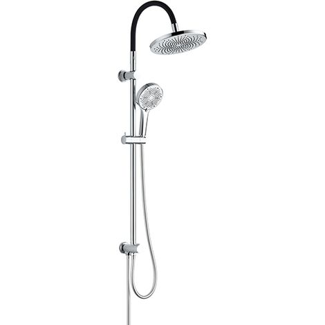 Edouard Rousseau – Colonne de Douche sans Robinetterie MÉMOIRE DE FORME Chromé / Noir – Douchette 3 Jets – Flexible 1,50 m Anti-Torsion (1/3)