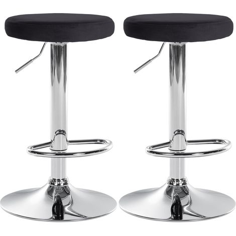Set di 2 sgabelli da bar Ponte velvet nero Metallo in look cromato