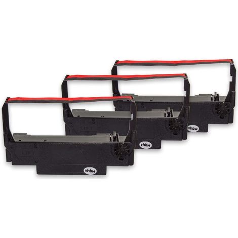 vhbw 3x Ribbon Cartridge compatible with Towa R 1, 1420 Dot Matrix, Receipt Printer - Black-Red Ink Ribbon