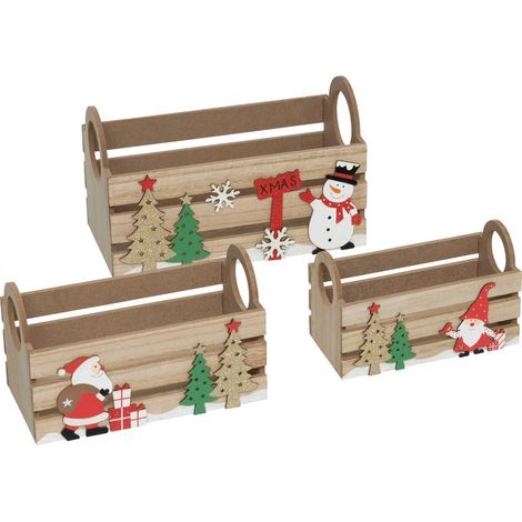 Déco de Noël Lot de 3 Cagettes en bois - Feeric Christmas (1/4)