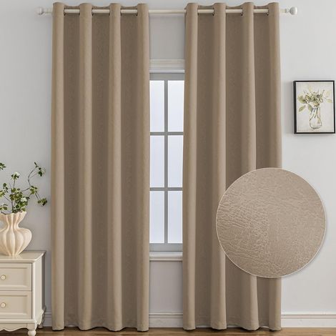 Set of 2 Blackout Curtain, 140 x 160 cm, Thermal Insulating Curtain, Anti-Cold and Heat with Eyelets, Light Insulation, Anti-UV Decoration for Home, Bedroom, Living Room, Interiors (1/5)