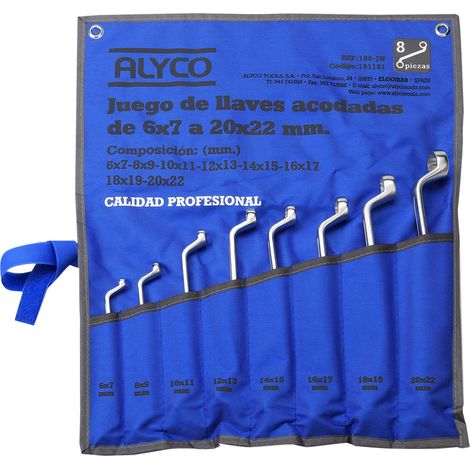 JUEGO 8 LLAVES ACODADAS 2 BOCAS PULGADAS