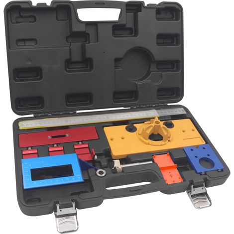 Kit d'outils de menuiserie multifonctionnels : gabarit pour charnières, ouvre-trous, règle droite, outil de positionnement pour portes et fenêtres, outils de décoration intérieure (1/5)