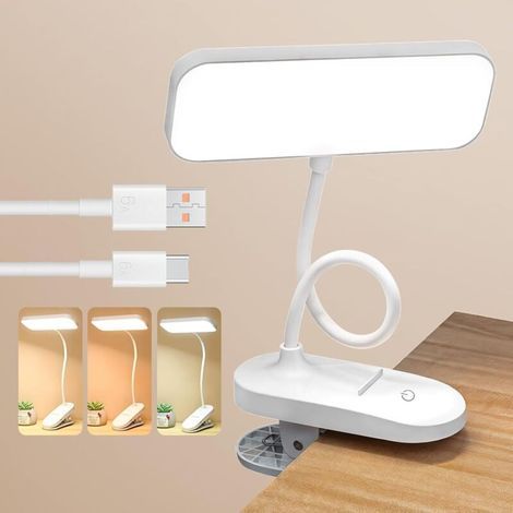 Lampe de Lecture 20 LED,Lampe Pince USB 360° Flexible, Protection des Yeux, 3 Couleurs & Intensité Variable, Mini Veilleuse pour Lire au Lit, Kindle, Livre, Enfant, Voyage, Camping (1/4)