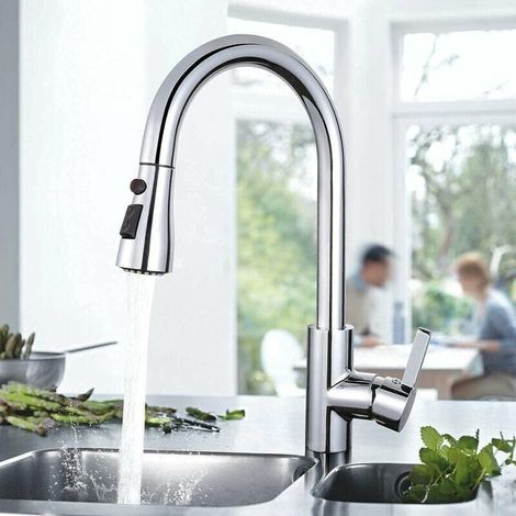 Rubinetto da cucina girevole a 360° con doccetta estraibile, rubinetto per lavello con regolatore a 3 getti - DAKF3F THSIDNE (1/5)