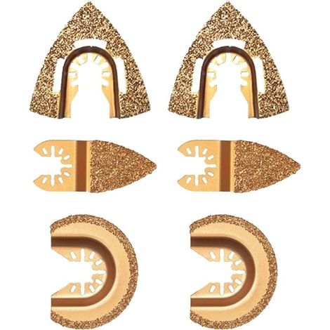 Lot de 6 lames de scie oscillantes en carbure de diamant - En demi-cercle triangulaire - Universelles - En carbure - Pour scies mixtes - Pour joints-LIAIKI (1/5)