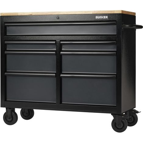 Draper 27207 BUNKER 7 Drawer Workbench Roller Tool Cabinet, 41"", Grey
