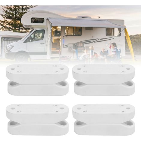 Set mit 4 Paar weißen Magnetösen und Halterungen für Kofferraumtüren: idealer Ersatz für schwarze Kunststoff-Federclips für die Verriegelung von Staufachtüren an Wohnmobilen und Wohnwagen. (1/5)