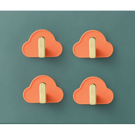 (Orange) 4 crochets en forme de L Cloud pour une fixation murale discrète (1/5)