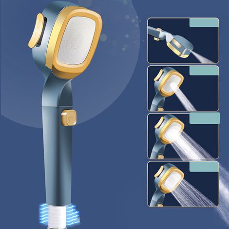 4-Duschkopf mit Filter, hohe Leistung, stabil, universell G1/2, Badezimmer, dunkelblau und gelb (1/5)