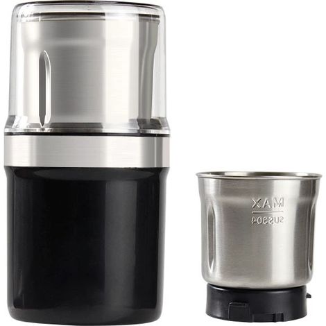 Moulin à épices électrique - 120 g - Puissance : 200 W - Récipient amovible en acier inoxydable pour moudre les grains de café, les noix, les épices (1/4)
