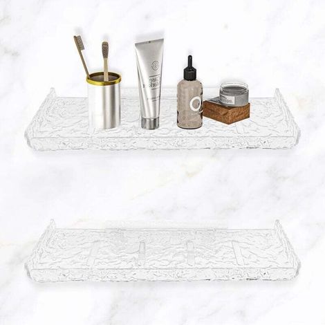 Étagère de douche sans perçage, étagère de douche adhésive, étagère de rangement, étagère de rangement en plastique pour salle de bain et cuisine (1/4)