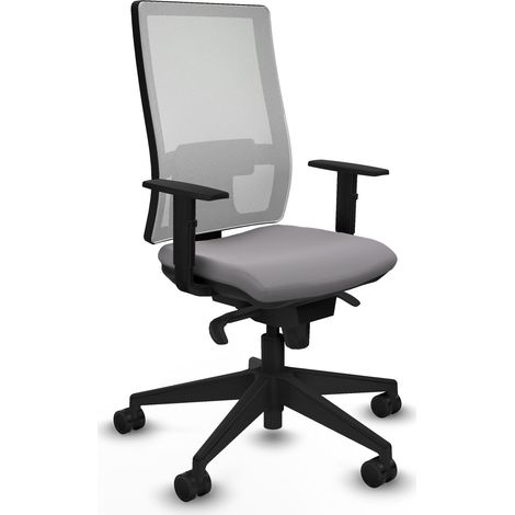 Synchro Ottomane weiß Netz grau Kunstleder grau Arme 1D Pyramide Basis 65mm Nylon Räder