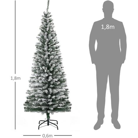 Sapin de Noël artificiel 180 cm, pin crayon enneigé, 492 branches, idéal pour intérieur (1/5)