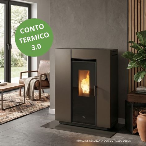 Stufa a pellet salvaspazio Klover Klin 80s da 8,2 kW bronzo con wifi (1/5)