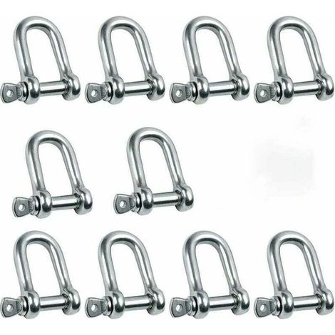 Manille Inoxydable M5 Droite avec Bracelet Acier 10 Pièces (1/4)