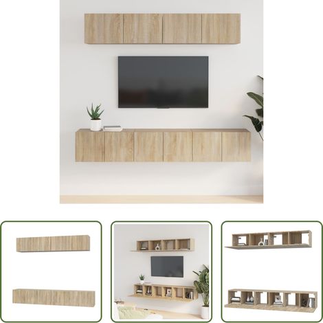 vidaXL Meuble tv bois d'ingénierie - Ensemble de meubles TV 5 pcs Chêne sonoma Bois d'ingénierie (1/5)