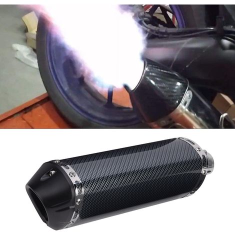 Pot d'échappement en fibre de carbone grainée de 38 mm pour moto, scooter électrique, quad et vélo tout-terrain (1/4)