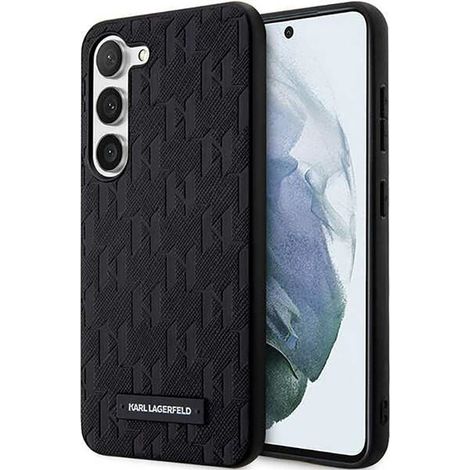 Karl Lagerfeld Saffiano Monogramm Metall Logo - Samsung Galaxy S23+ Hülle (Schwarz) (1/5)