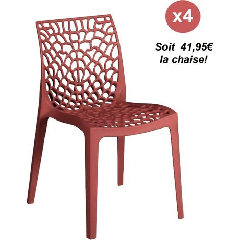 Set aus 4 Stapelstühlen TELA / Rot/ B50xT54xH81 cm (1/5)