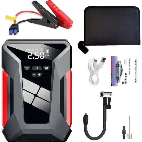 Avviatore di emergenza per auto da 28000 mAh, corrente di picco di 1200 A, compressore d'aria multifunzionale (1/2)