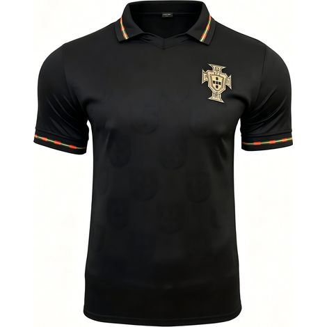 Maillot Portugal Coupe du Monde Noir (Domicile) – Taille Adulte – Tenue de Football – Haut d'entraînement (Taille M) – Fanwear Coupe du Monde
