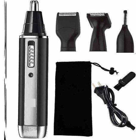 Tondeuse à poils de nez pour hommes, 4 en 1, rechargeable par USB, pour les oreilles et le nez. Tondeuse professionnelle et indolore pour les poils de nez. (1/3)