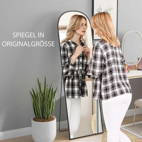 Miroir sur pied pleine longueur, grand miroir design moderne, 50 x 1,5 x 161,5 cm, noir (1/4)