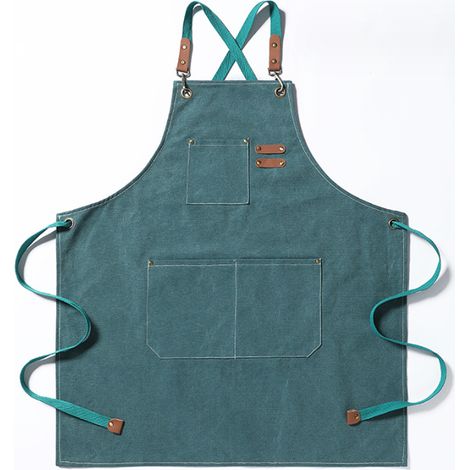 Tablier De Cuisine En Toile Croisé Dos - 27 Pouces x 30 Pouces - Poche Renforcée Avec Rivets Métalliques - Bretelles Réglables Et Détachables - Pour Homme Et Femme - 1 Pièce (1/5)
