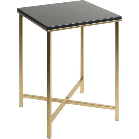 Table d'Appoint Carrée "Alba" 55cm Noir & Or