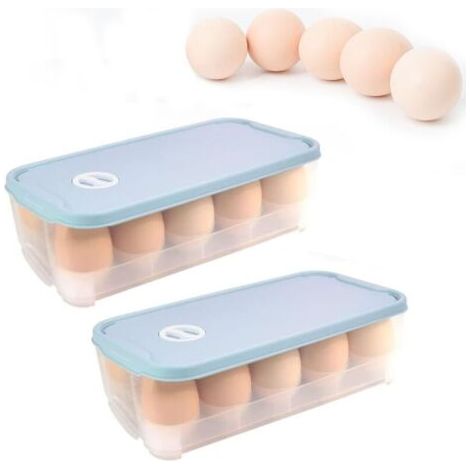 Pair Lot de 2 boîtes à œufs 10 œufs Conteneur à œufs avec couvercle Boîtes de rangement d'œufs Stockage d'œufs Réfrigérateur Conteneur à œufs pour réfrigérateur Boîte de transport d'œufs Boîte à œufs (1/5)