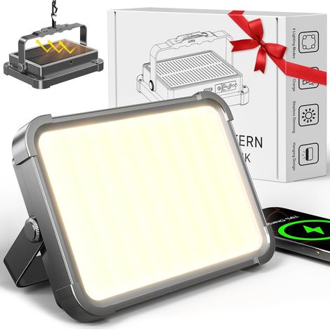 Lampe Camping Solaire avec Batterie 26800mAh - Grande Autonomie, Lanterne de Camping Rechargeable USB IP65 Imperméable, 4 Modes d'Éclairage LED pour Tente, Randonnée, Pêche, Urgence & Panne de Courant (1/5)