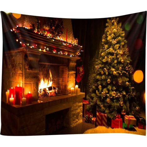 Fantastic Wall Tapestry Christmas Theme Hanging Decor for Bedroom Living Room Dorm Christmas Decoration Pendant,Christmas Baubles,Christmas Party Decoration,Christmas Tree Decor(130X150cm)