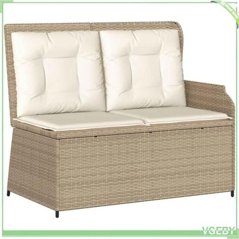 Banc de jardin inclinable - FAFEICY - 3394444 - Noir et blanc crème - Poly rattan résistant - Coussin d'extérieur (1/5)