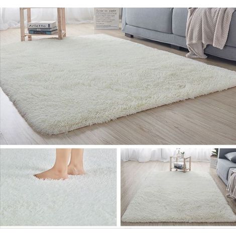 0,4 0,6 m Tapis Shaggy Doux et Moelleux Tapis de Sol intérieur pour garons Filles Enfants antidérapants esthétique Moderne décor à la Maison Tapis Shaggy, Blanc cassé (1/4)
