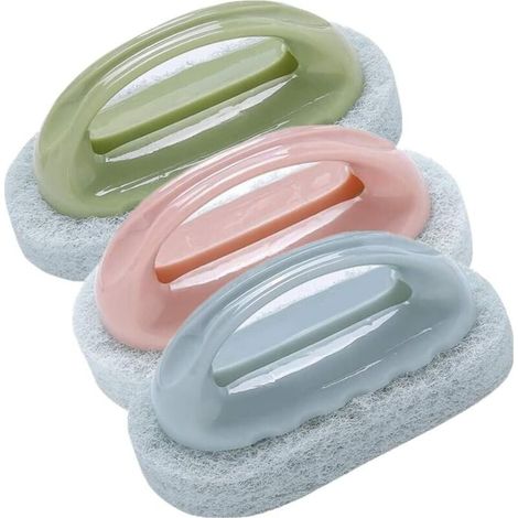 3 PCS Brosse De Nettoyage Maison Cuisine Salle De Bains Baignoire Carrelage Mur Sol Ménage Décontamination Brosse Éponge Magique Baignoire Scrubber (1/4)