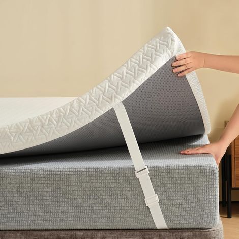 Mattress Topper 90 x 200-8 cm, Gel Memory Foam Mattress Topper, Bamboo Material, Moisture Wicking, with Non-Slip Design and Safety Certification, Washable (1/5)