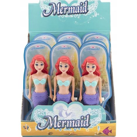 Meerjungfrauenpuppe, schwimmende Badepuppe, Aufziehmechanismus, rote Haare (1/5)