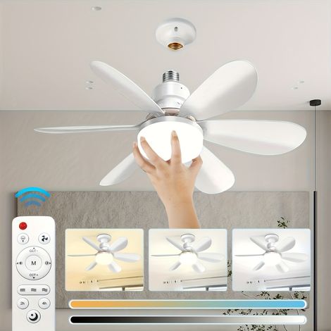 Ventilateur de plafond lumineux de 20,5 pouces avec télécommande, douille E27. (1/5)