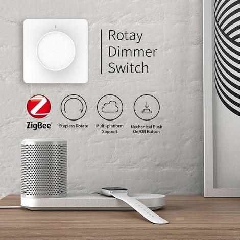 Variateur rotatif facile à installer, compatible Zigbee, pour éclairage de bureau. (1/4)