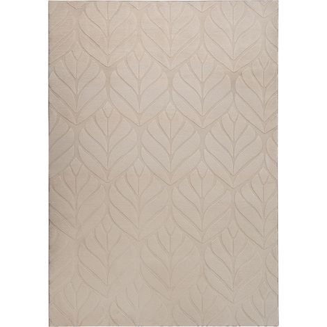 Faux Rabbit Fur Rug Beige Artificial Polyester Fur 160 x 230 cm Soft Shaggy High Pile Leaf Pattern MITCHELL (1/5)