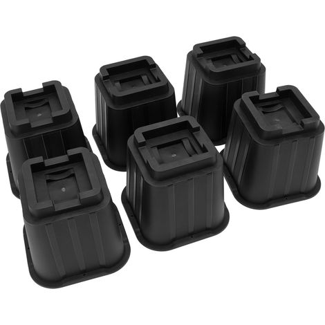 Lot de 6 rehausseurs de meubles multifonctions de 12,7 cm (5 pouces) en plastique noir, pour canapé de bureau ou de maison. (1/5)