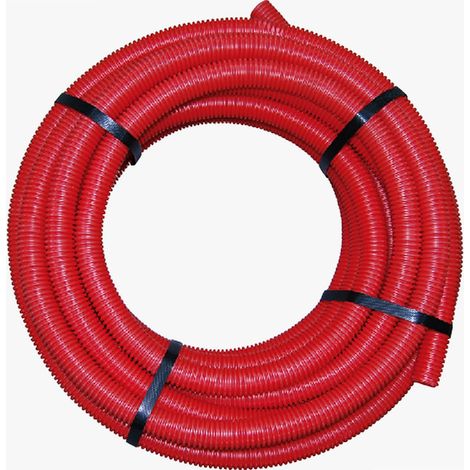 Tuyau gainé PER pré-grainé rouge - Boutté ø16 mm x 50m