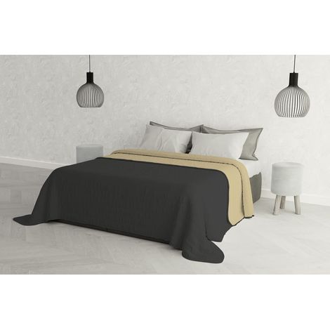 Trapuntino Estivo Linea Elegant Made in Italy Copriletto Stampato in Morbida Microfibra - Trapunta Primavera Estate Mezza Stagione - Matrimoniale 260x270cm, Grigio Scuro/Panna (1/4)