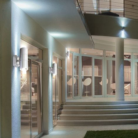 4er Set LED UP DOWN Wand Strahler Außen Beleuchtung Fassaden Lampen Edelstahl Glas Leuchten IP44