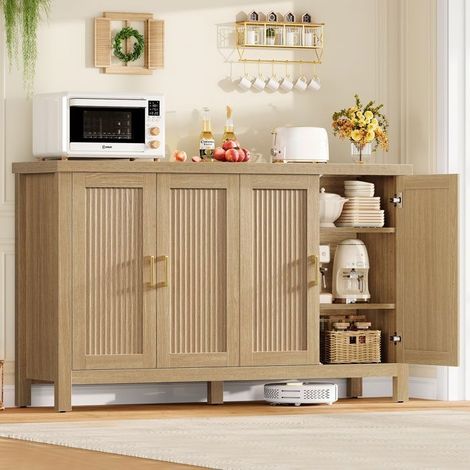 Buffet - Buffet mit 4 Schränken - 140×38×83,6 cm - Verstellbare Regale - Spanplatte (1/5)