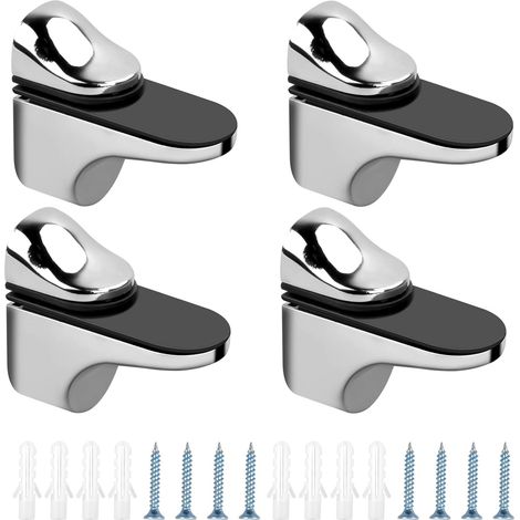 piezas de soporte de estante de vidrio ajustable Abrazadera de vidrio de aleación de zinc Soportes de estante de vidrio Montaje en pared con tornillos Tubos de expansión para tablero de madera de vidr (1/5)