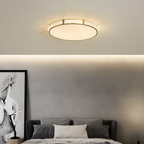 Plafonnier LED design géométrique 30/40 cm – luminaire en métal cuivre laiton, montage plafonnier, style moderne nordique simple, éclairage intérieur décoratif LED