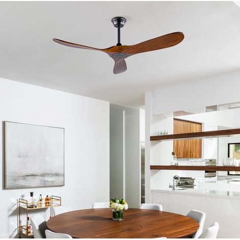Ventilatore da soffitto 132 cm a 3 pale in legno nero noce, telecomando - CHICFURN (1/5)
